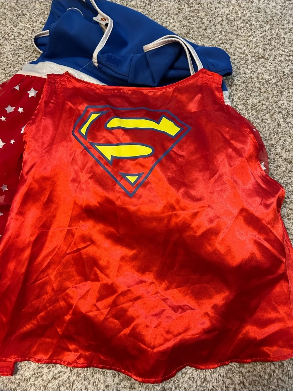 Girls' Blue & Red Superhero Sequin Emblem Costume Dress WORN ONCE